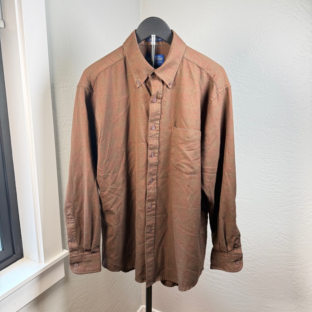 Vintage Pendleton Sir Pendleton Wool Button Down Shirt Brown Plaid Size L